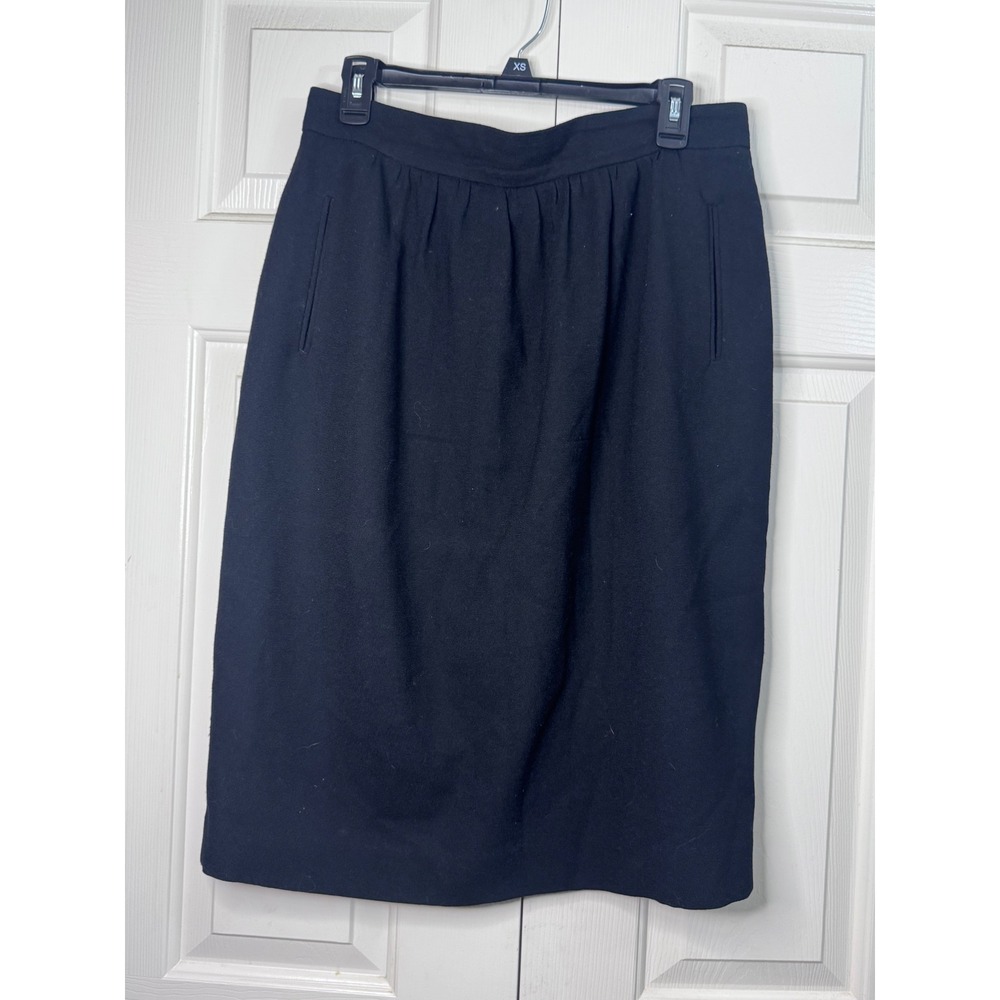 VTG Gloria Sachs‎ New York Black Wool Pencil Skirt Women's Size 14 Career Office